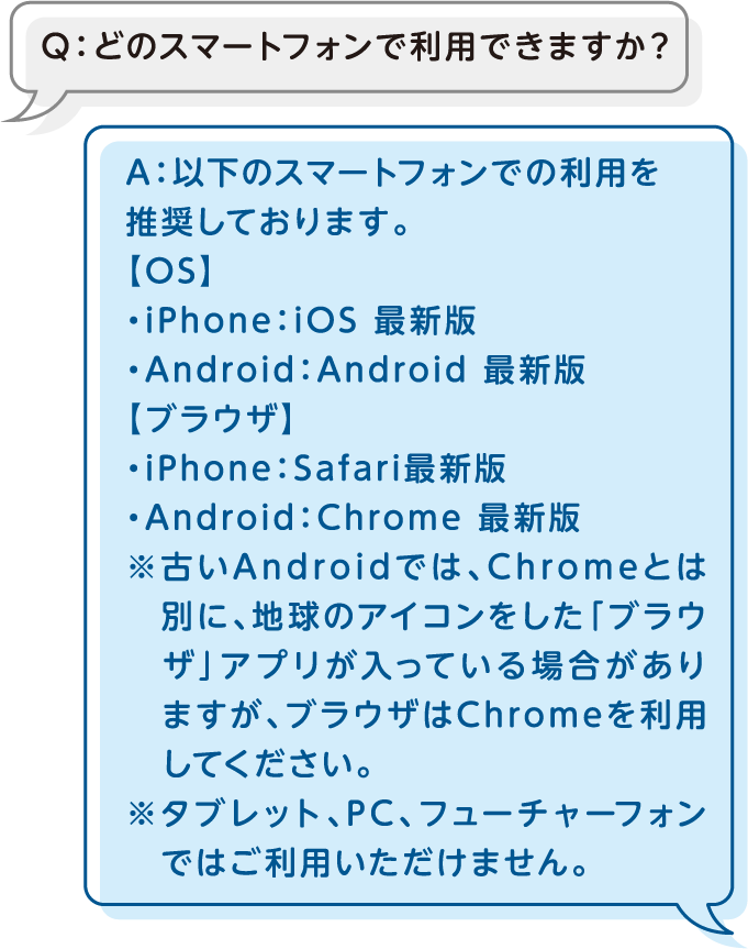 利用できるスマートフォンについて